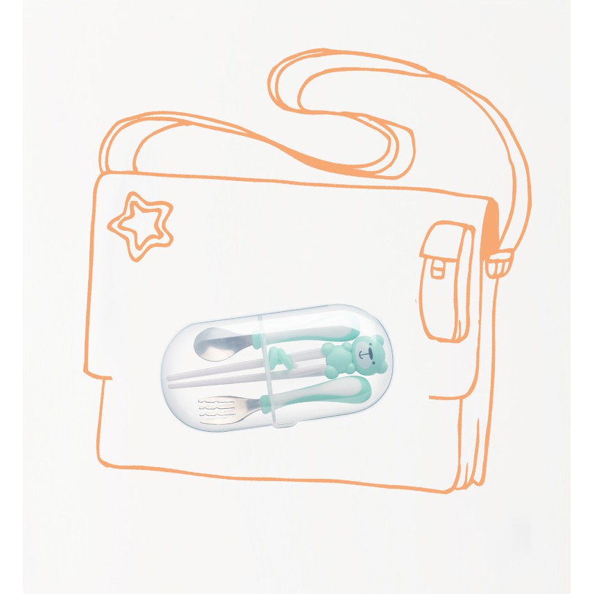 Bộ Thìa Đũa Tập Ăn Cho Bé, Combo Bộ Ba Món Thìa, Đũa, Dĩa Cao Cấp Mee Baby, Hàng Chính Hãng