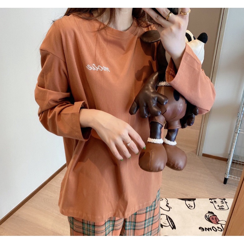 Bộ Đồ Ngủ Dài Tay Phong Cách Hàn Quốc Đơn Giản Thời Trang Xuân Thu SC3507