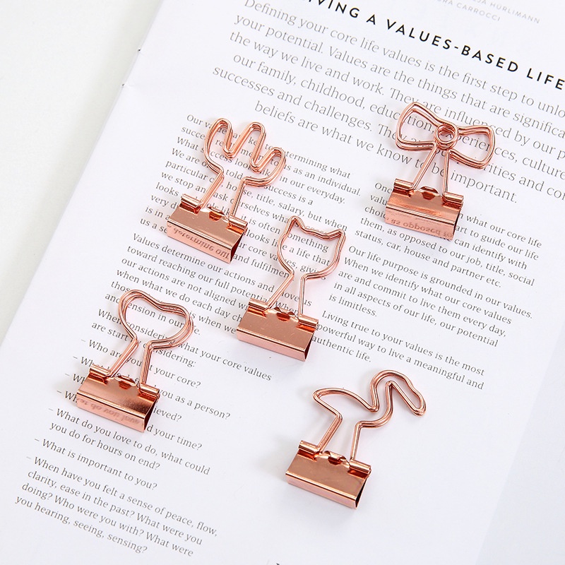 Kẹp giấy kim loại, kẹp giấy a4 cute size lớn nhiều hình dễ thương 1set 6 chiếc