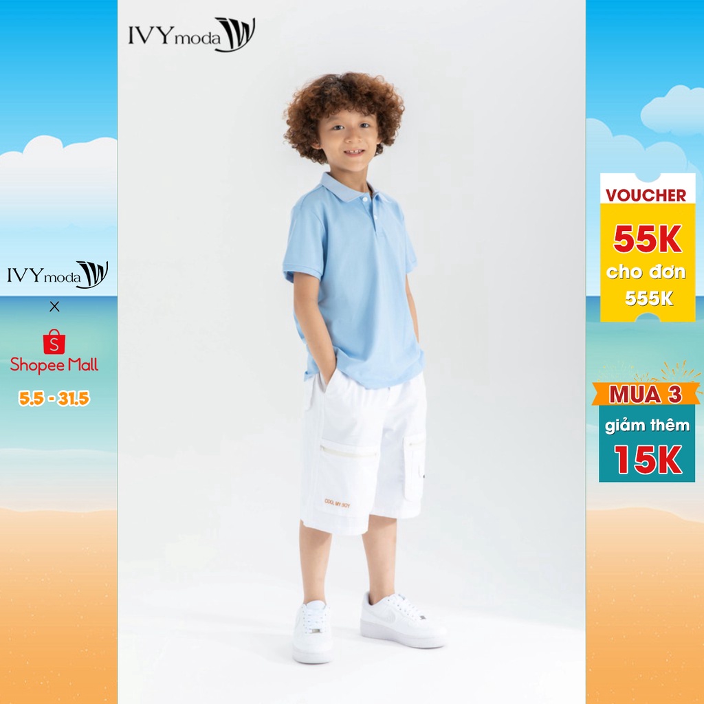 [NHẬP WABRTL5 GIẢM 10% TỐI ĐA 50K ĐH 250K ]Áo thun cổ đức bé trai IVY moda MS 57K1328