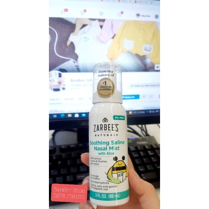 Xịt rửa mũi Zarbees Mỹ cho bé từ 0m+ 88ml