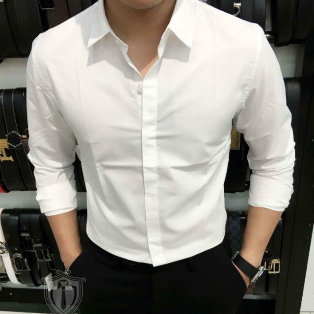 Áo Sơ Mi Nam ❤️𝑭𝑹𝑬𝑬𝑺𝑯𝑰𝑷❤️ Sơ Mi Trắng Dài Tay Dáng Ôm Cao Cấp | BigBuy360 - bigbuy360.vn