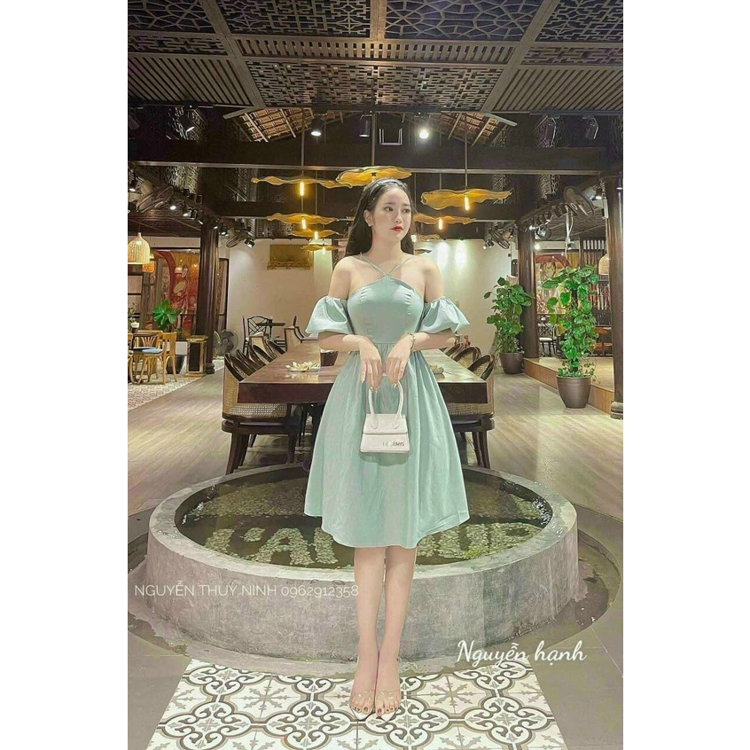 Đầm suông dáng dài đi dư tiệc siêu xinh với thiết kế trễ vai sexy, phối tay lỡ cực đẹp