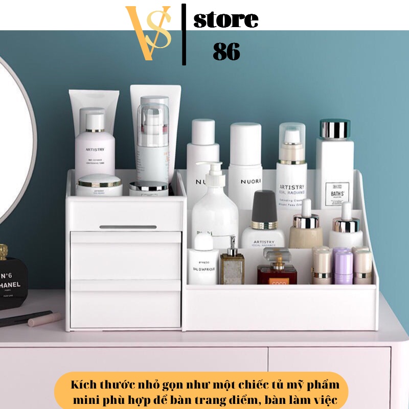Kệ mỹ phẩm khay đựng đồ trang điểm son phấn để bàn có hộp ngăn kéo nhựa chắc chắn