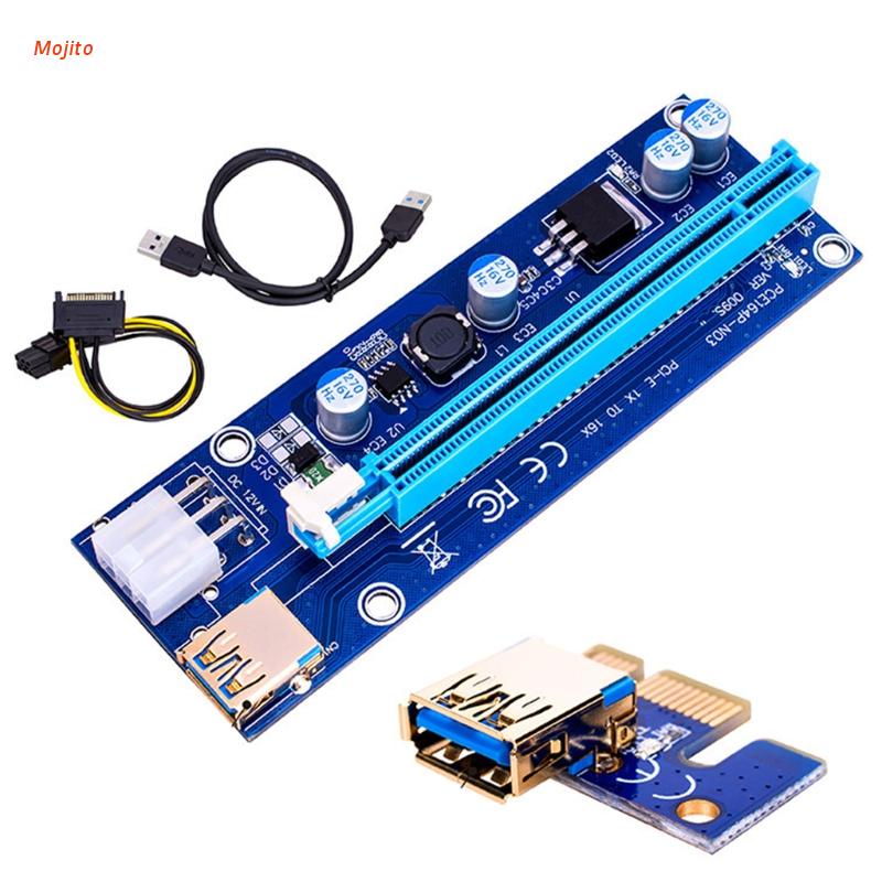 Card Mở Rộng Pci-E 009 1x 4x 8x 16x 009s Gpu Dual 6pin Sata 15pin Cho Btc Mi