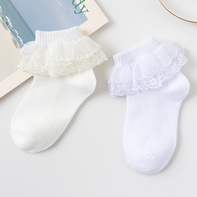 Tất cotton Phối Ren Màu Sắc Xinh Xắn Cho Bé Gái