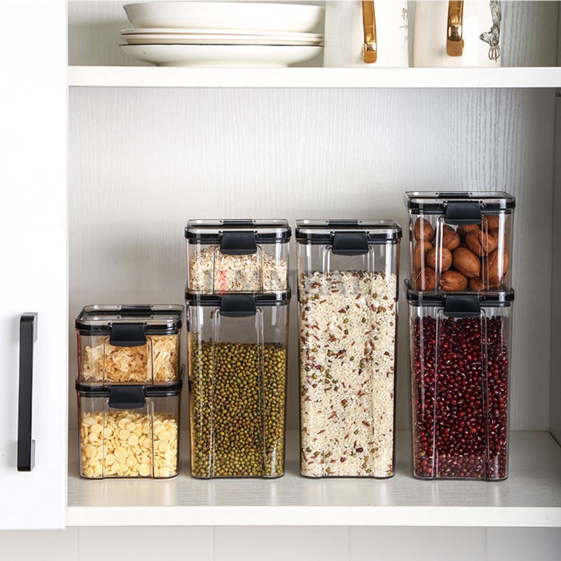 [Freeship] Hũ Nhựa PET, Hộp Nhựa PET Đựng Thực Phẩm Trong Suốt Có Khóa Hộp Đựng Ngũ Cốc 460 700 950ml 1300 1800ml