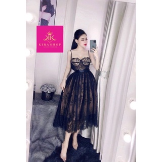 Đầm xoè ren hai dây cao cấp | Đầm xoè