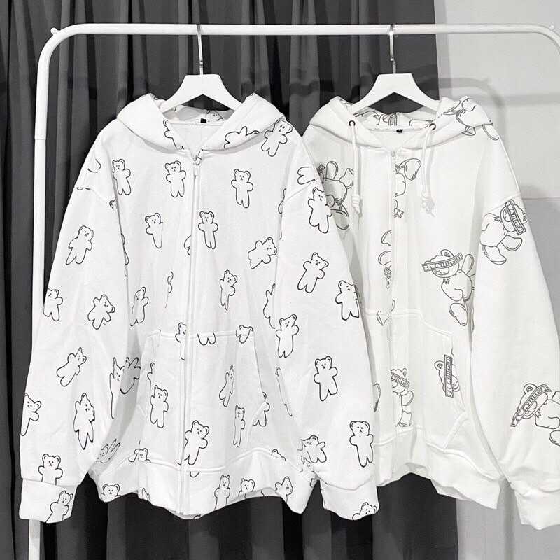 Áo Khoác Gấu Cute Unisex - Áo Chống Nắng Nữ Ulzzang Form Rộng Nam Nữ