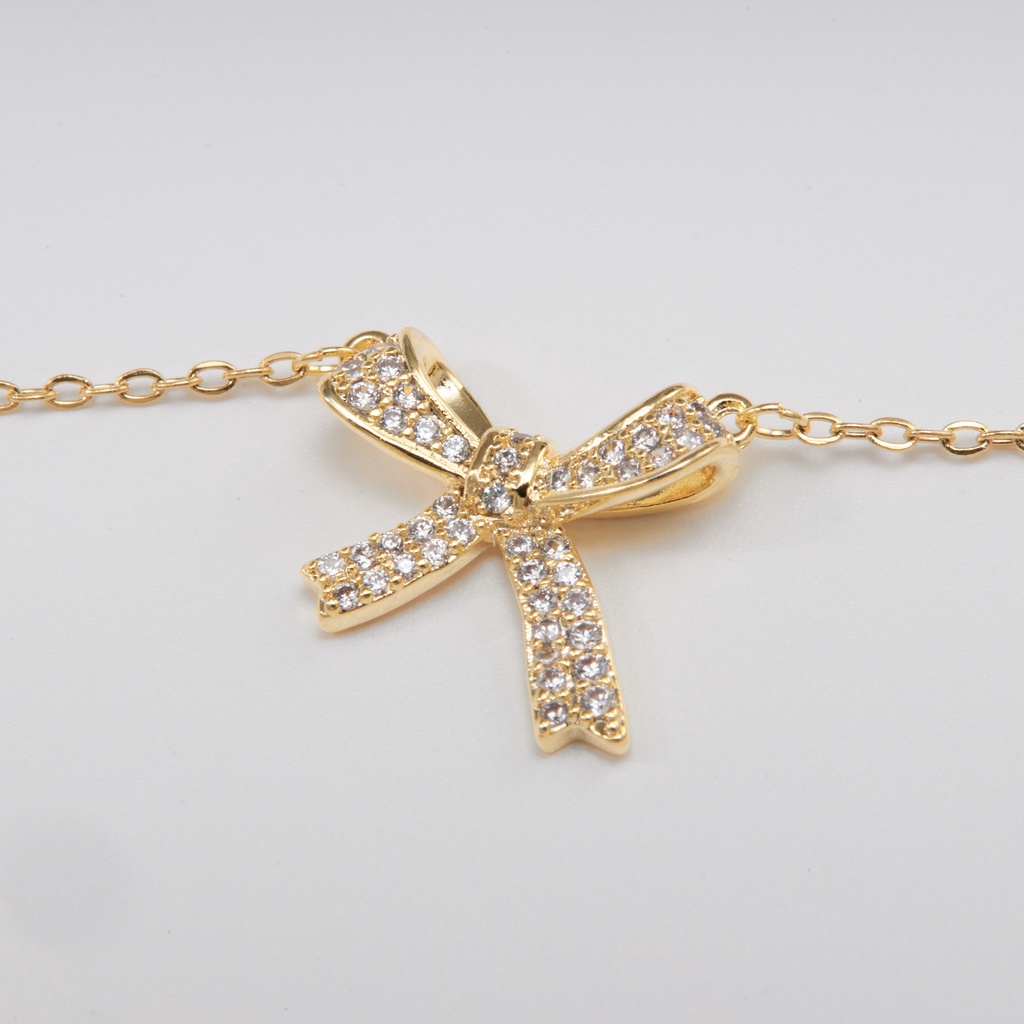 Dây chuyền bạc nữ CDE Bow Necklace Gold CDE6019GG - Dây chuyền nữ cao cấp