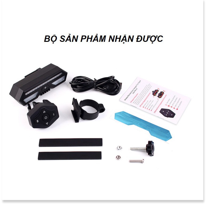 Đèn sau xi nhan xe đạp LP-1801 có điều khiển không dây, dung lượng pin 2200mAh, chống nước khi đi mưa - Cao cấp