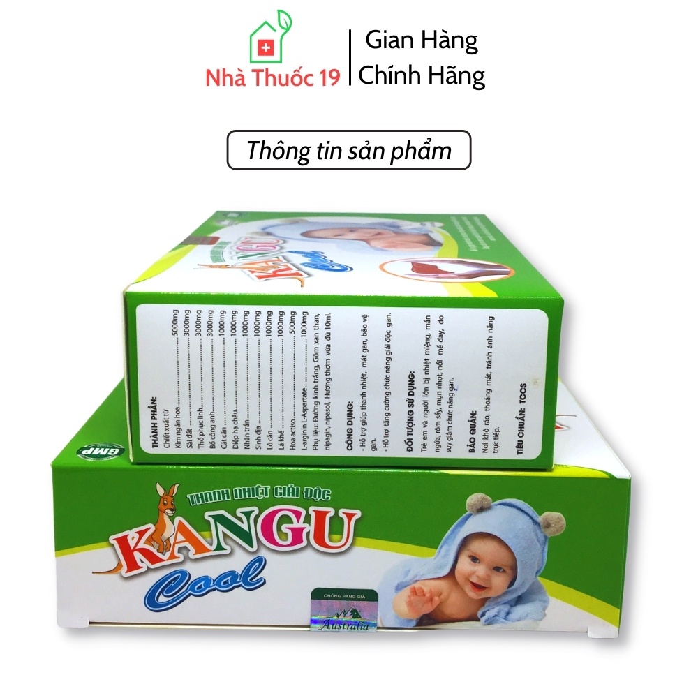 Thanh Nhiệt Giải Độc Kangu Cool Ống 10ml - Tăng Giải Độc Gan, Dùng Cho Người Nhiệt Miệng, Mẩn Ngứa, Mụn Nhọt(Hộp 20 ống)