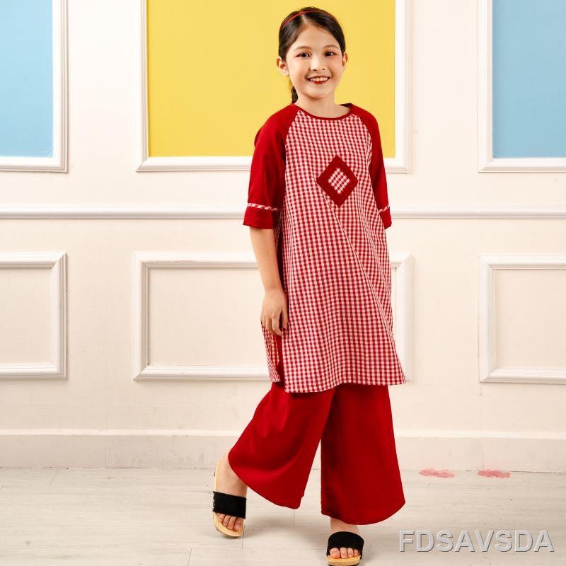 ✥⊙Áo dài tết cách tân màu đỏ cho bé gái, bé trai Econice G2. Size váy trẻ em 3, 4, 5, 6, 7, 8, 9, 10, 11, 12 tuổi