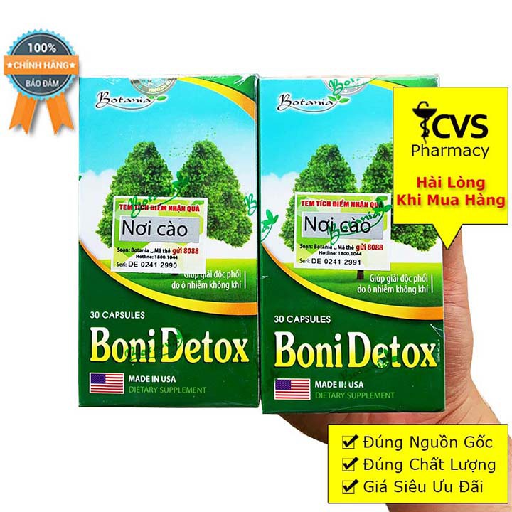 Viên Uống BoniDetox (Hộp 30 viên) - Boni Detox Bí kíp vàng hỗ trợ giải độc phổi và giảm nguy cơ u bướu phổi của Mỹ