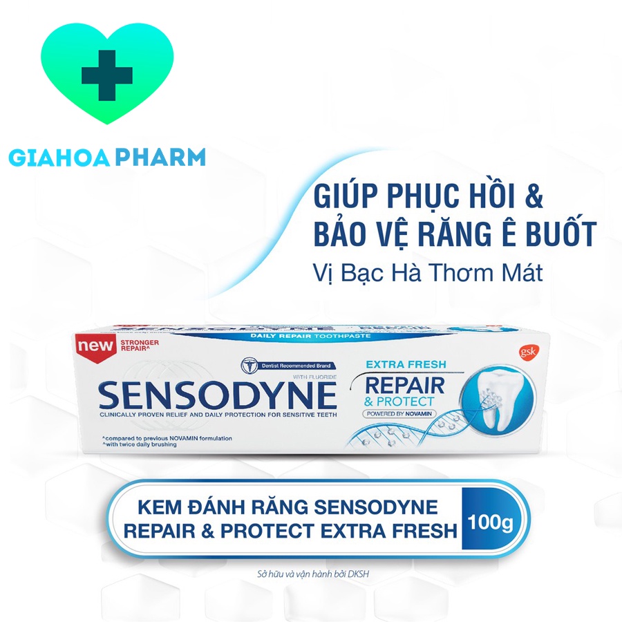 Sensodyne Repair &amp; Protect extra Fresh - Kem đánh răng giúp phục hồi răng nhạy cảm, hơi thở thơm mát, giảm ê buốt