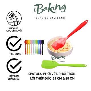 Spatula phới trộn bột, phới dẹt silicon đúc liền khối lõi thép đúc liền khối 21 cm và 28 cm dụng cụ làm bánh