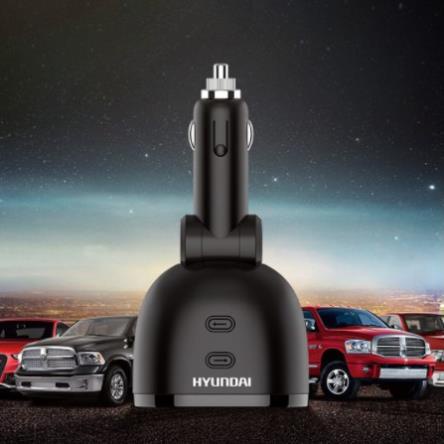 Tẩu chia sạc Hyundai HY-16 Có đèn led báo hiệu điện áp chia cổng usb trên oto 2 nguồn tẩu, 2 cổng sạc 3.1A