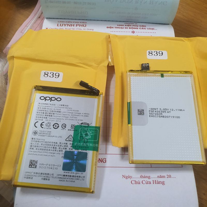 Pin oppo Reno 6Z 5G A95 5G BLP839 4310mAh bao test