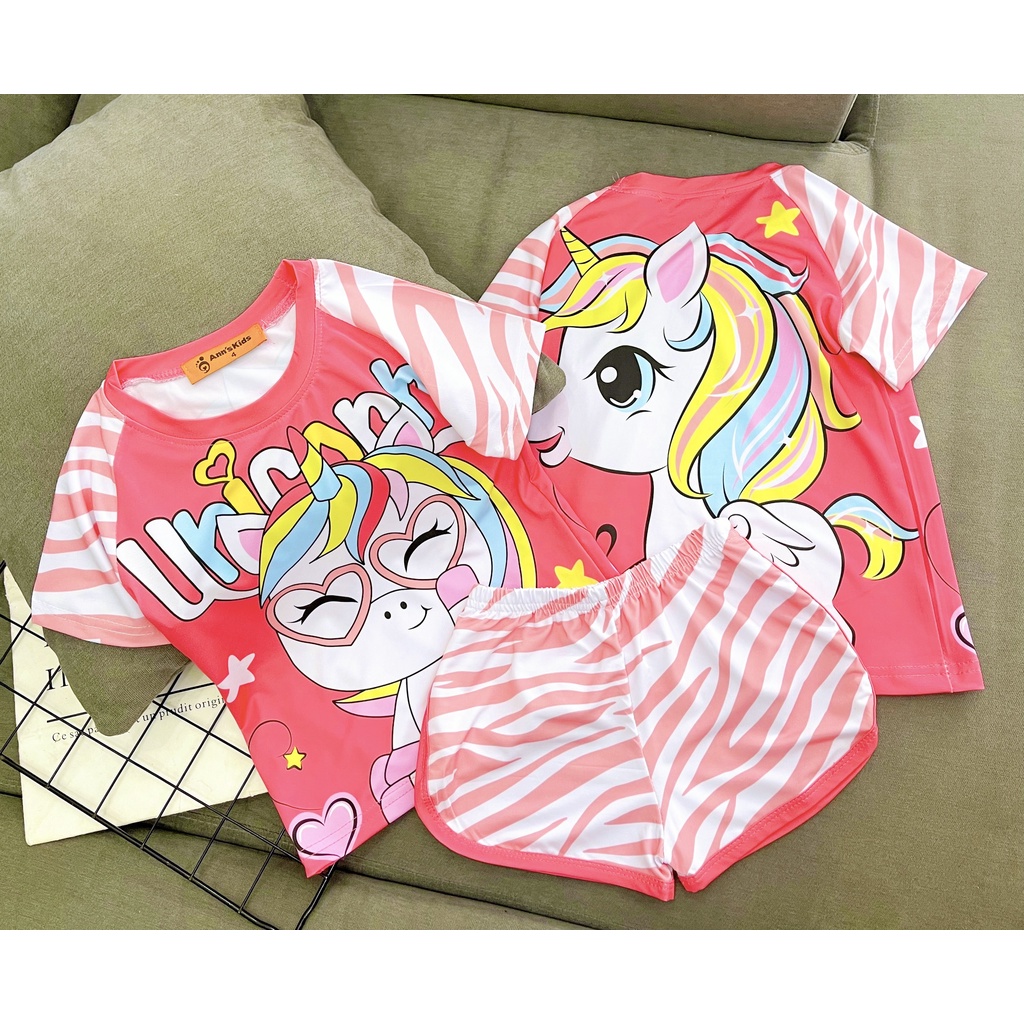 [10 - 24 kg] Bộ đùi thun lạnh 3D in Hình Pony - Công chúa siêu dễ thương cho bé gái - Đồ bộ mặc nhà cho bé