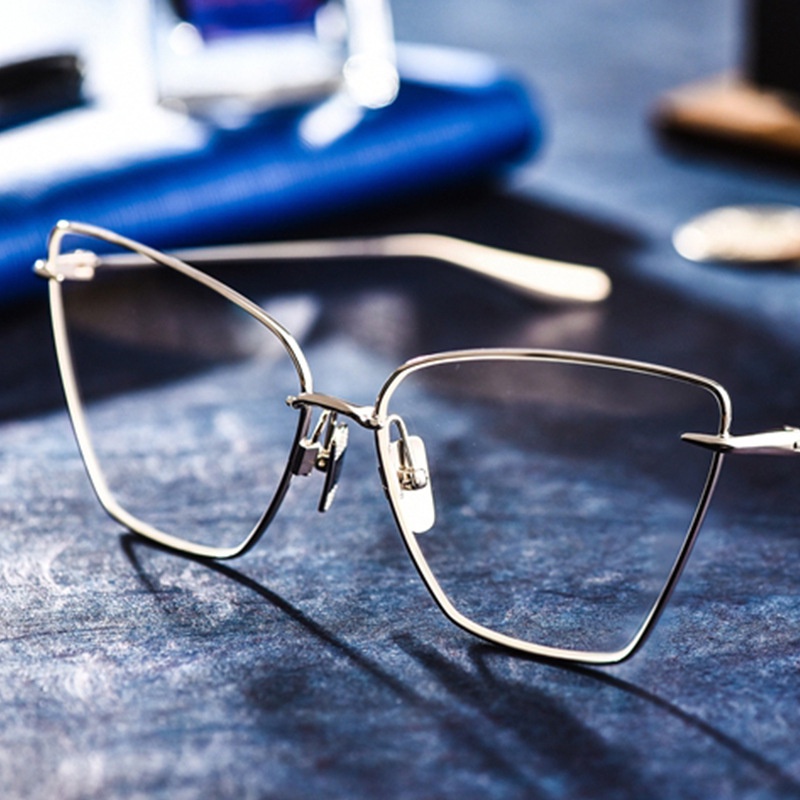 Kính mát mắt mèo oversize gọng kim loại thời trang cho nữ