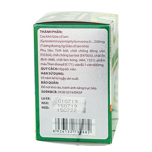 Viên uống Giảo Cổ Lam Kiên Minh - hỗ trợ giảm mỡ máu, tiểu đường và huyết áp cao (lọ 60v)