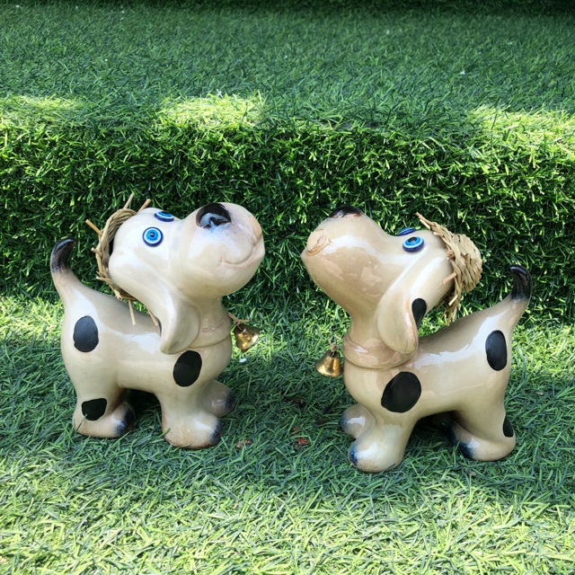 Bộ đôi chó đốm mũ rơm decor