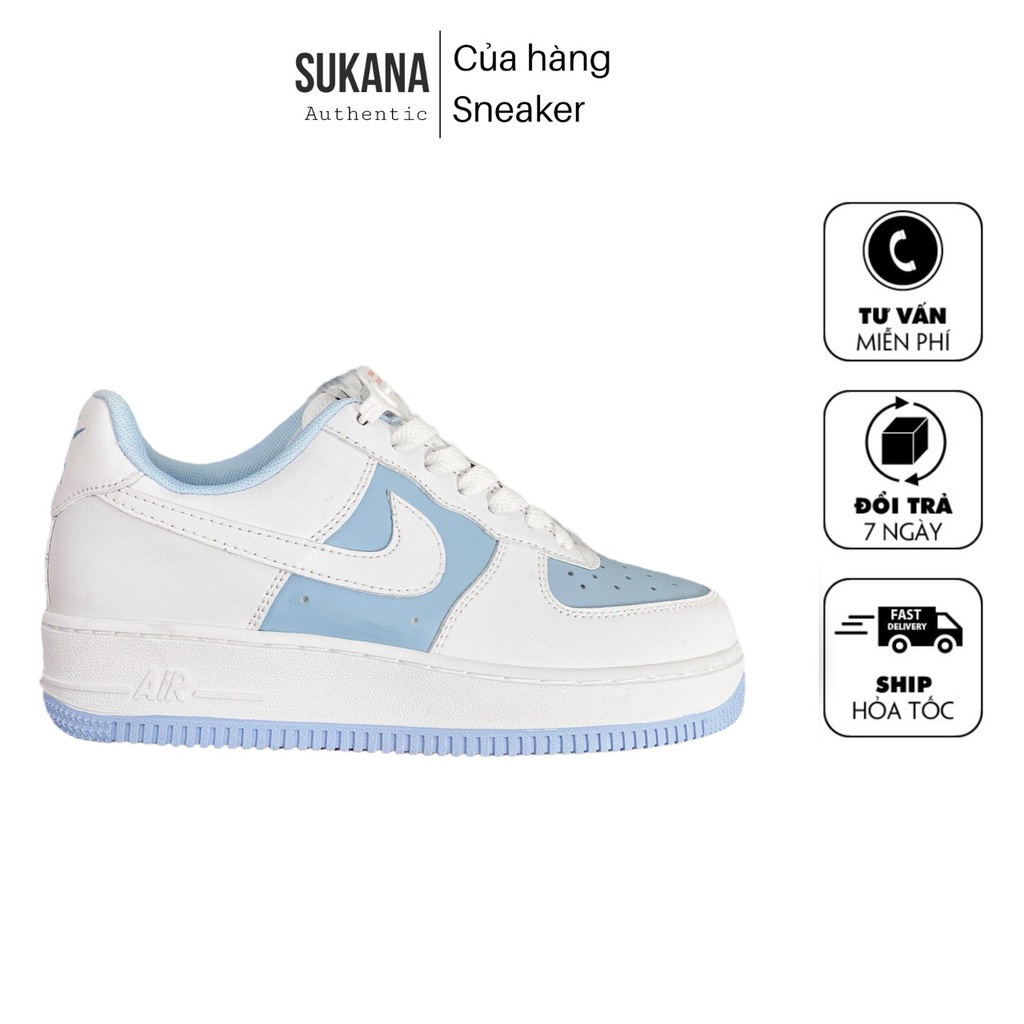 Giày thể thao AF1 trắng xanh, Giày air force 1 baby blue phối màu mới nam nữ hot trend 2022 Full box
