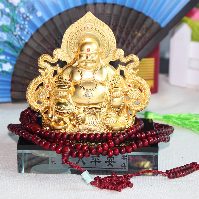 Tượng Thần Tài, Phật Thích Ca, Quan Thế Âm Bồ Tát Để Taplo Ô tô, bàn làm việc, phụ kiện Tặng kèm tinh dầu, miếng dán 3M
