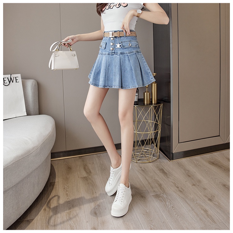 Chân váy nữ, chân váy jeans xếp ly size S M L SKUCV-18A