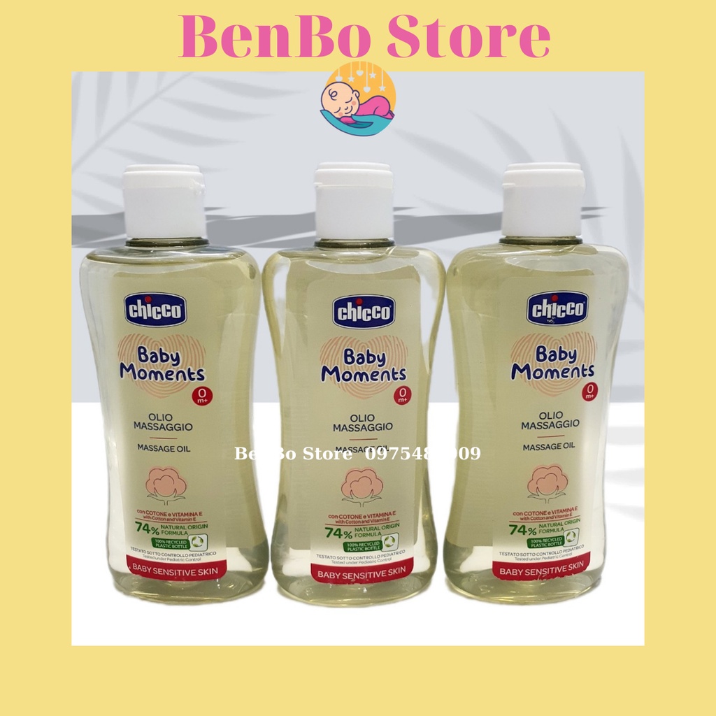 Dầu Mát-xa Chicco chiết xuất cám gạo 0M+ Chicco 200ml