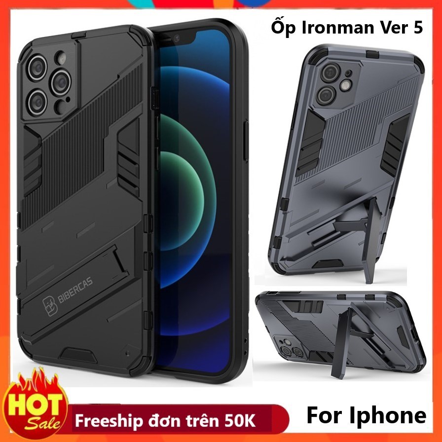 Ốp lưng chống sốc Iphone 12 Promax/11Promax/XsMax/XR/8Plus Ironman Ver5 chống xem video kèm bảo vệ cam cao cấp