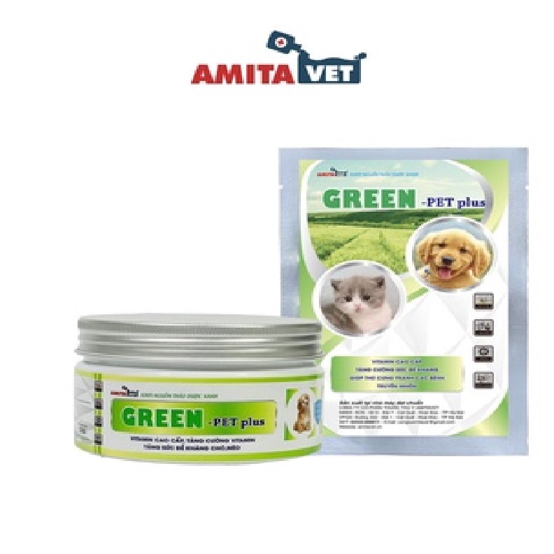 Vitamin cho chó mèo GREEN Pet-Plus 35g Từ AMITAVET giúp thú cưng tăng đề kháng bổ xung vitamin
