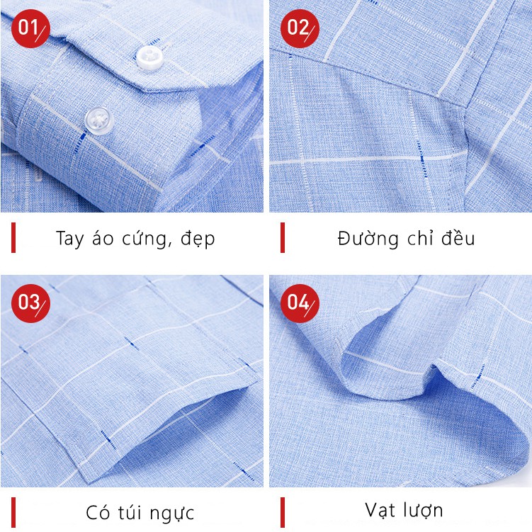 Áo Sơ Mi Nam Thương Hiệu Anton Công Sở Trung Niên Dài Tay Màu Xanh Họa Tiết Kẻ Caro Ngang - 8553 | BigBuy360 - bigbuy360.vn