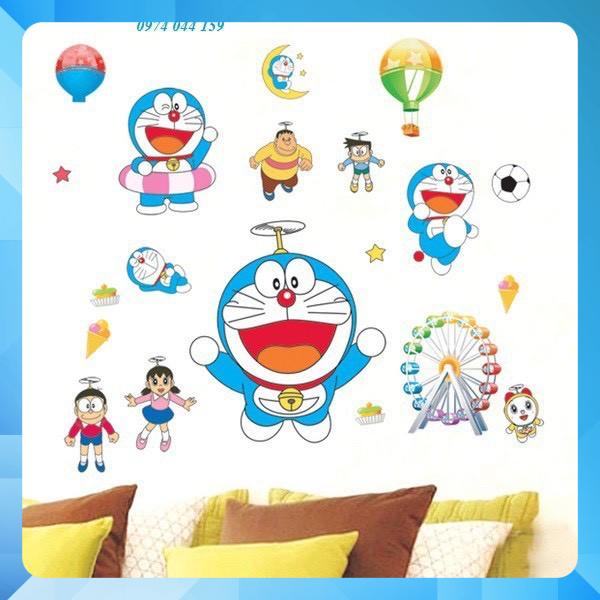 Decal dán tường doremon nhỏ cho bé, hình dán tường sinh động