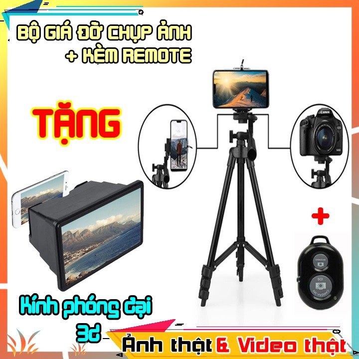 COMBO BỘ CHÂN ĐỠ CHỤP ẢNH SIÊU BỀN + KÍNH PHÓNG ĐẠI 3D RÕ NÉT | Chân đỡ chụp ảnh. Kính xem phim