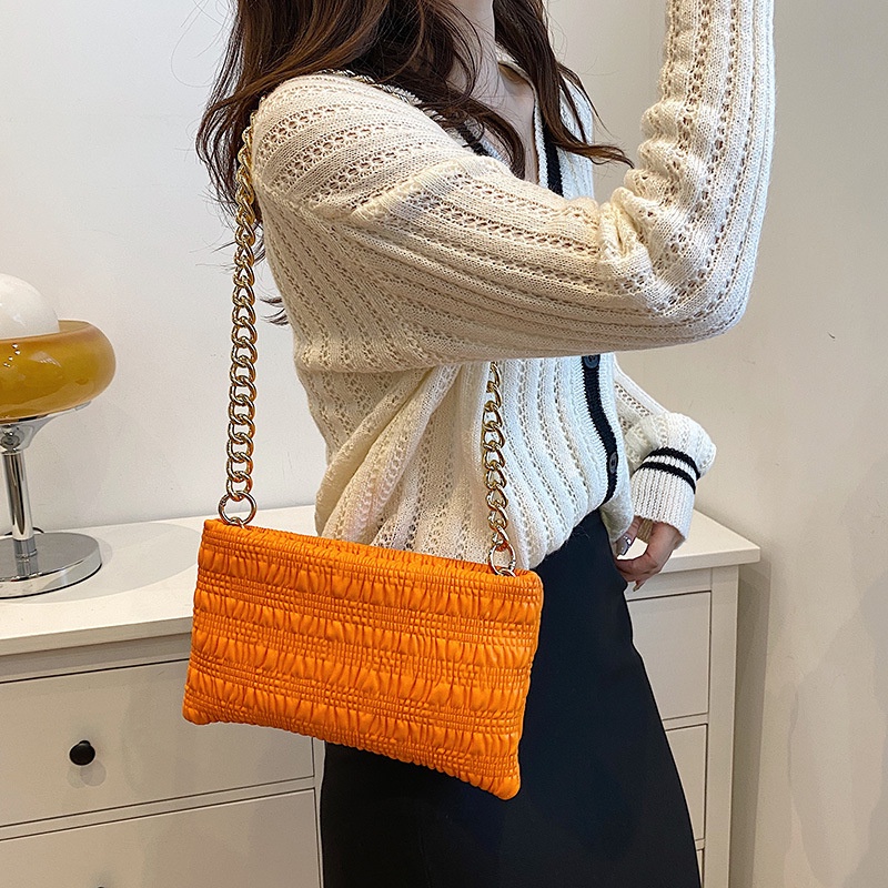 Túi Xách JASMIN NOIR Đeo Chéo Nắp Gập Phối Dây Xích Thời Trang Dành Cho Nữ