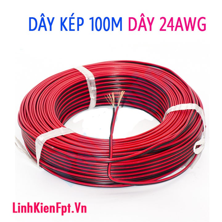 ⚡️FLASH SALE⚡️ Dây điện đôi đỏ đen nhiều lõi 24AWG cuộn 100m Giá rẻ nhất