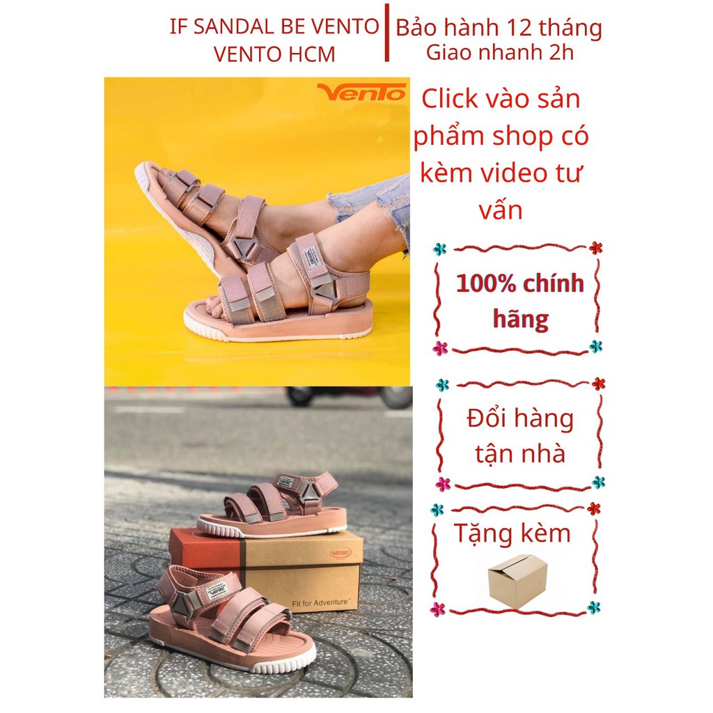 Giày Sandal Nữ VENTO Đế Cao 3cm Dòng Unisex Cao Cấp NV9801 Màu Hồng Be