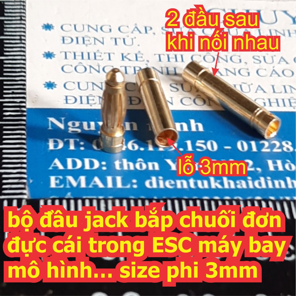 5 bộ bộ đầu jack bắp chuối đơn đực cái trong ESC máy bay mô hình… size phi 2mm / 3mm kde6961