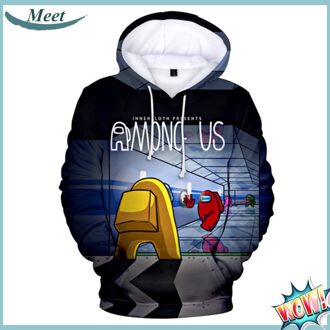 Áo sweatshirt có nón in họa tiết game Among Us vui nhộn đáng yêu thời trang dành cho bé trai và bé gái từ 5-12 tuổi