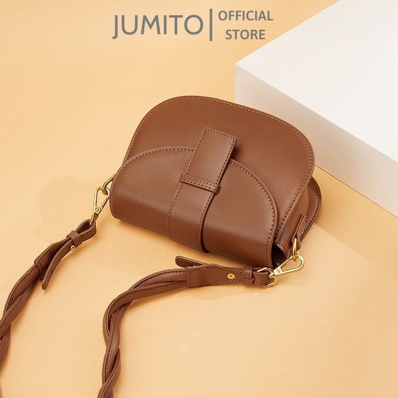 Túi xách nữ đeo vai kép nách vạt bầu quai tết chất da đẹp vintage JUMITO T1.052.KE