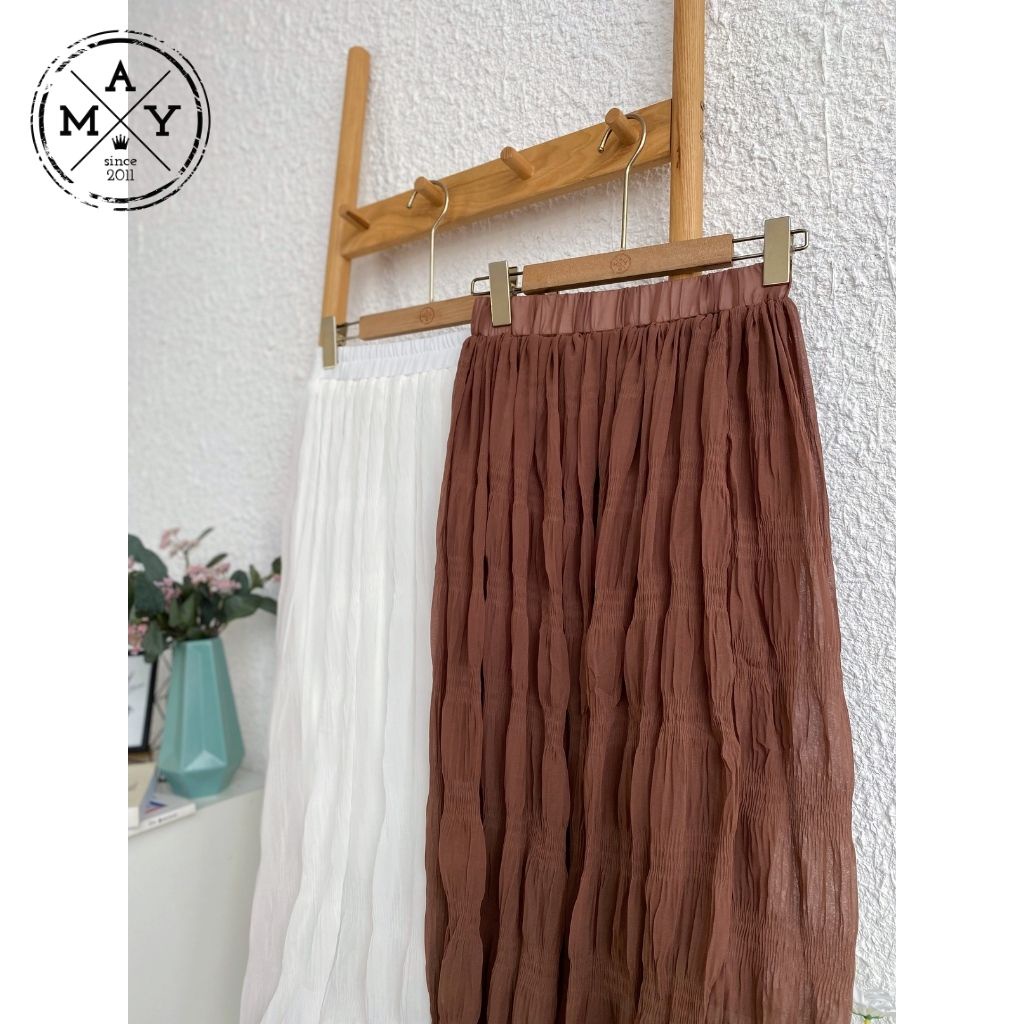 Chân Váy Midi Dài MAY.SINCE2011, Chân Váy Dài Kiểu Dáng Nhăn Cá Tính MAN02-0109 | BigBuy360 - bigbuy360.vn