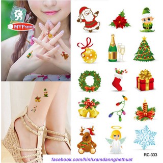 Hình xăm dán giáng sinh 10x6cm- mua 5 tặng 1, mua 10 tặng 4