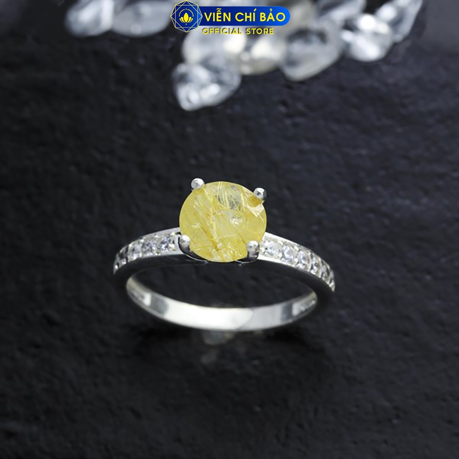 Nhẫn bạc nữ tóc vàng một viền đá chất liệu bạc 925 thời trang phụ kiện trang sức Viễn Chí Bảo N600039