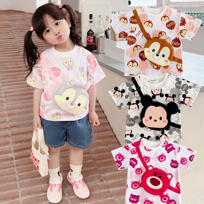 Áo Thun Tay Ngắn Cổ Tròn Dáng Rộng In Hoạt Hình Kiểu Hàn Quốc Thời Trang Mùa Hè Cho Bé Trai