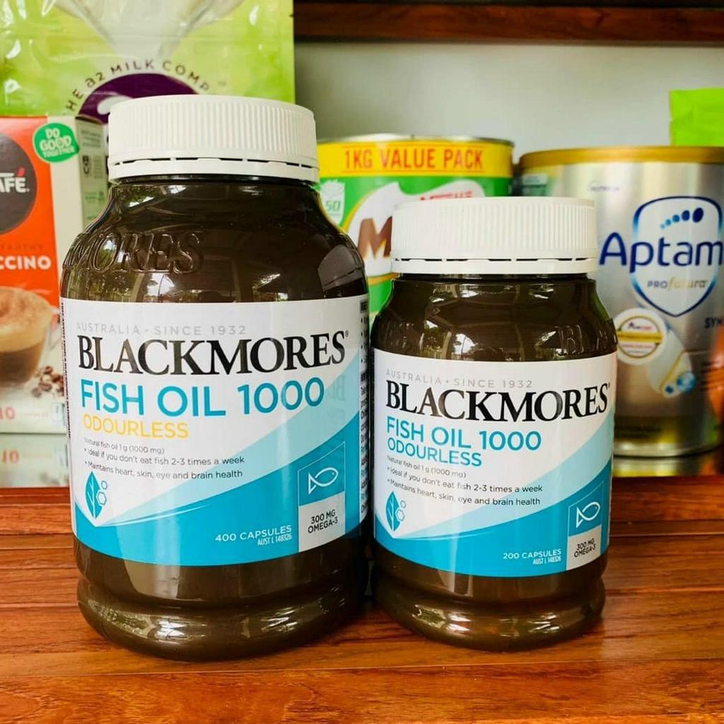 Viên Dầu Cá Không Mùi, Giúp Phát Triển Não Bổ Và Thị Lực - Blackmores Fish Oil Odourless 1000 mg - 200/400 viên