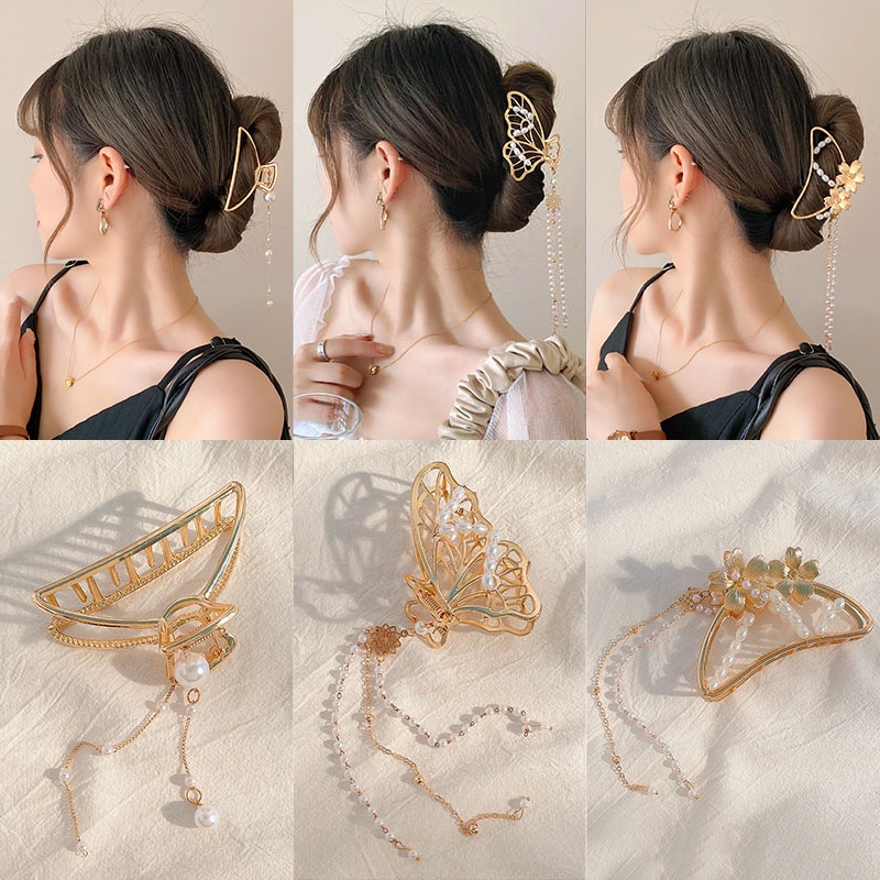 Kẹp Tóc Kim Loại Hình Bướm Phong Cách Hàn Quốc