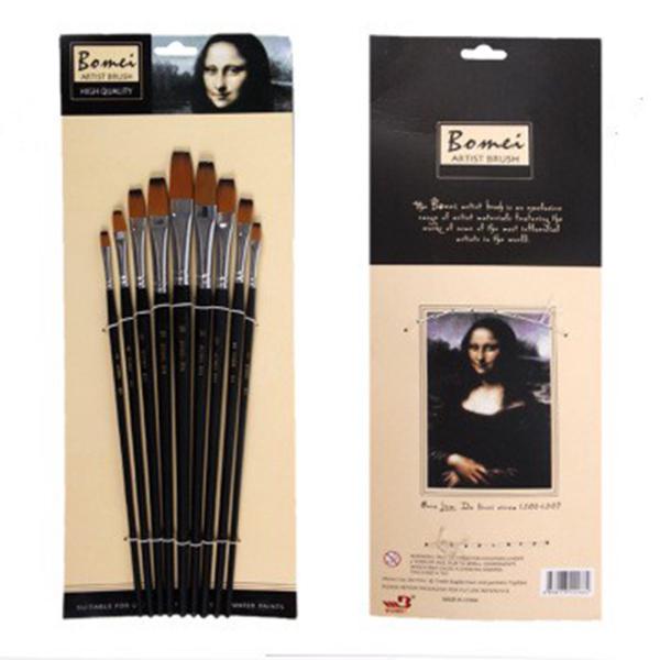 9PCS Flat Head Matte Ink Brush Paint Art Brushes for Drawing Gouache Oil Painting Brush Art Supplies