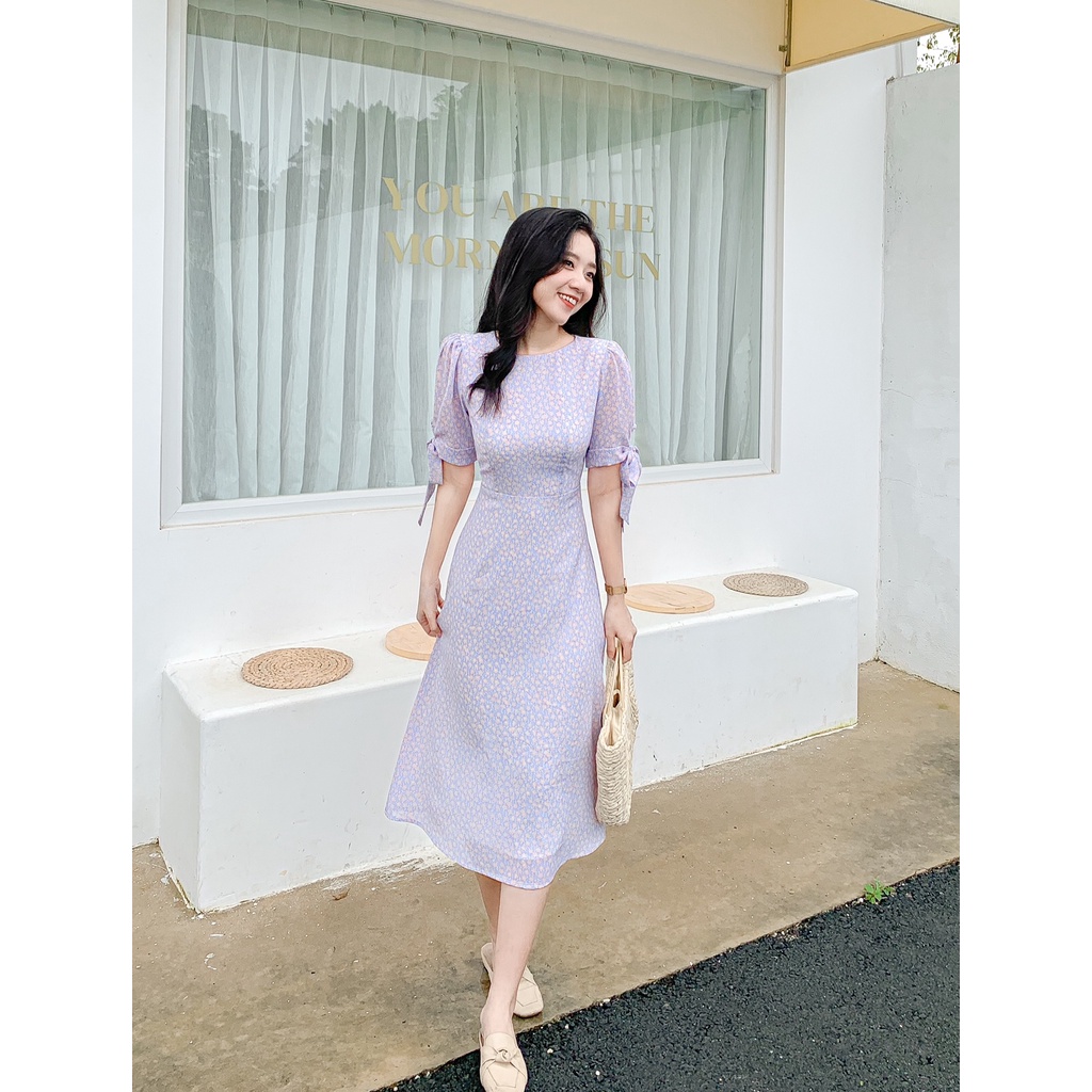 Đầm Salem - Đầm midi dài cổ tròn tay nơ | BigBuy360 - bigbuy360.vn