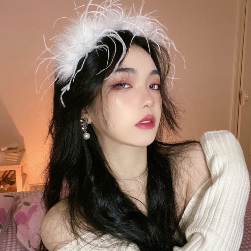 Cài Tóc Đính Lông Vũ Hóa Trang Dự Tiệc